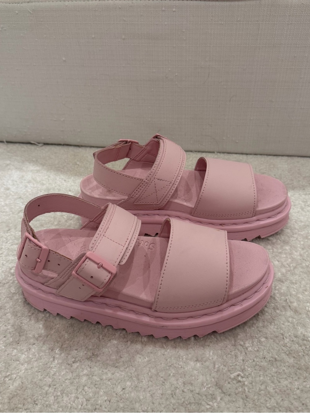 Dr. Martens Pink Platform Sandals with Buckle Straps